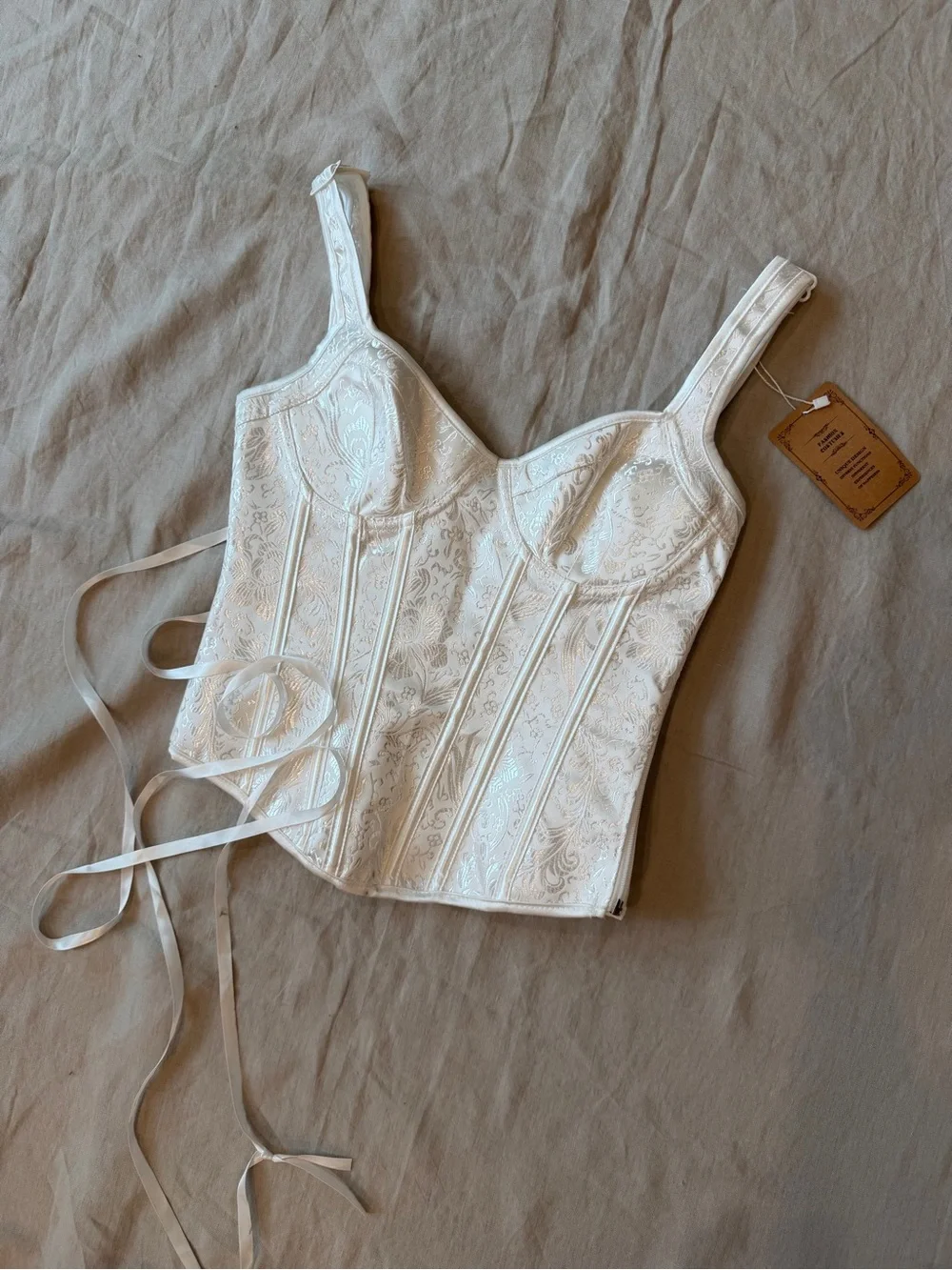 NWT White Lace Corset Top xs to small - Picture 5 of 14